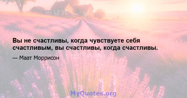 Вы не счастливы, когда чувствуете себя счастливым, вы счастливы, когда счастливы.