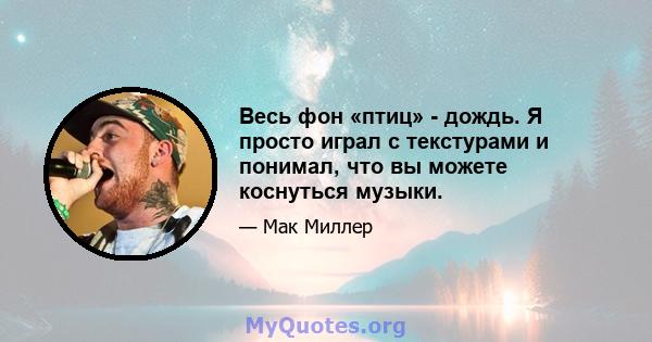 Весь фон «птиц» - дождь. Я просто играл с текстурами и понимал, что вы можете коснуться музыки.