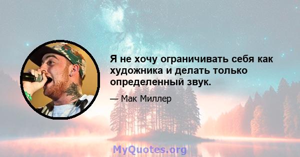 Я не хочу ограничивать себя как художника и делать только определенный звук.