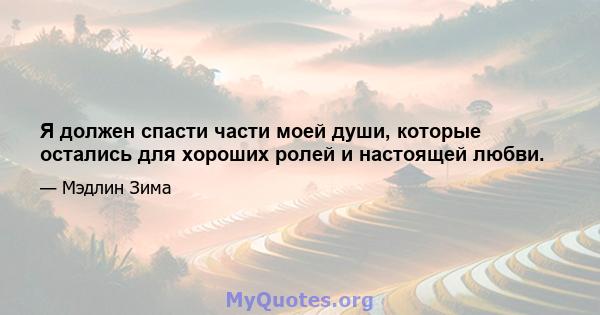 Я должен спасти части моей души, которые остались для хороших ролей и настоящей любви.