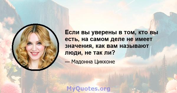 Если вы уверены в том, кто вы есть, на самом деле не имеет значения, как вам называют люди, не так ли?