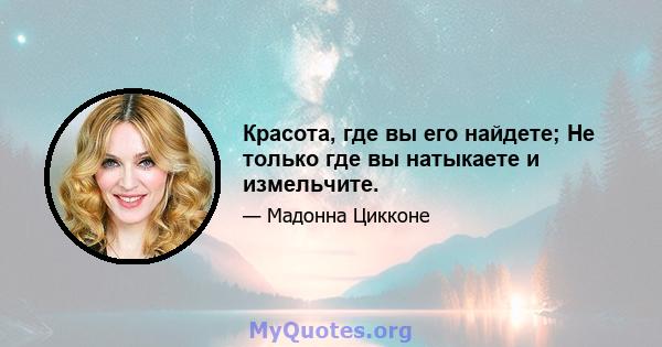 Красота, где вы его найдете; Не только где вы натыкаете и измельчите.