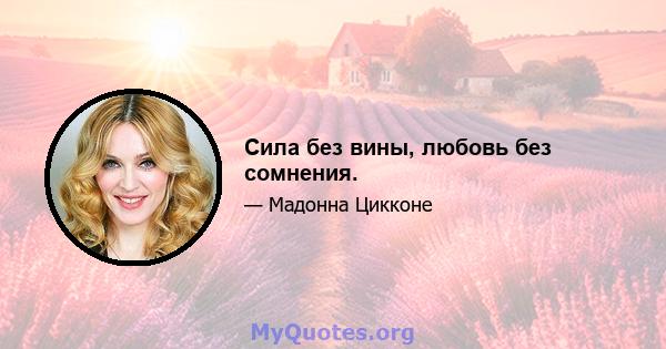 Сила без вины, любовь без сомнения.