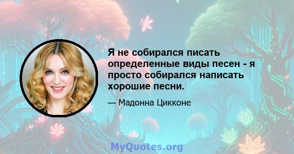 Я не собирался писать определенные виды песен - я просто собирался написать хорошие песни.