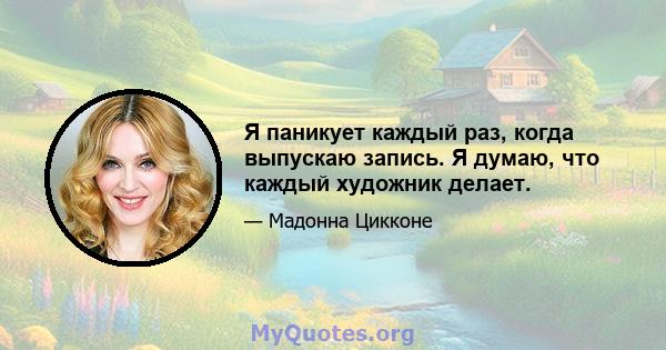 Я паникует каждый раз, когда выпускаю запись. Я думаю, что каждый художник делает.