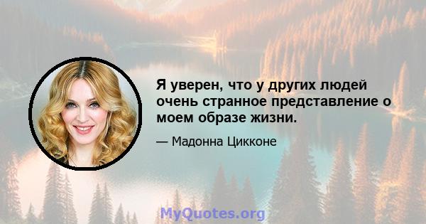 Я уверен, что у других людей очень странное представление о моем образе жизни.