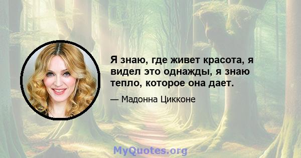 Я знаю, где живет красота, я видел это однажды, я знаю тепло, которое она дает.