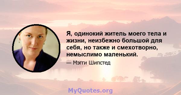 Я, одинокий житель моего тела и жизни, неизбежно большой для себя, но также и смехотворно, немыслимо маленький.