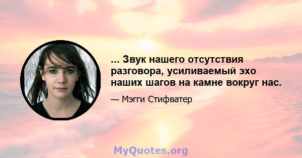 ... Звук нашего отсутствия разговора, усиливаемый эхо наших шагов на камне вокруг нас.