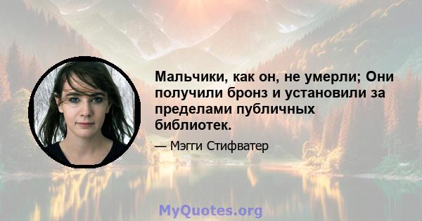 Мальчики, как он, не умерли; Они получили бронз и установили за пределами публичных библиотек.