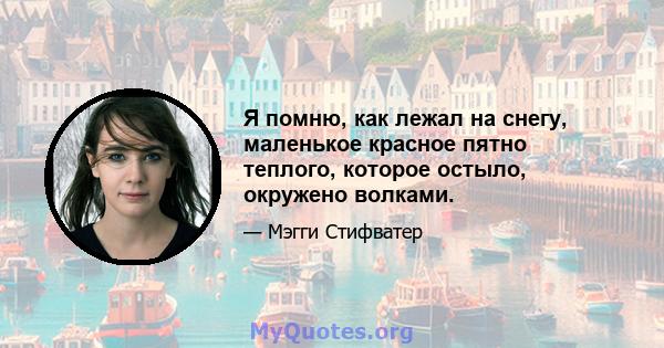 Я помню, как лежал на снегу, маленькое красное пятно теплого, которое остыло, окружено волками.