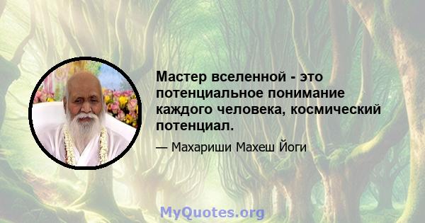 Мастер вселенной - это потенциальное понимание каждого человека, космический потенциал.