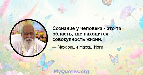 Сознание у человека - это та область, где находится совокупность жизни.