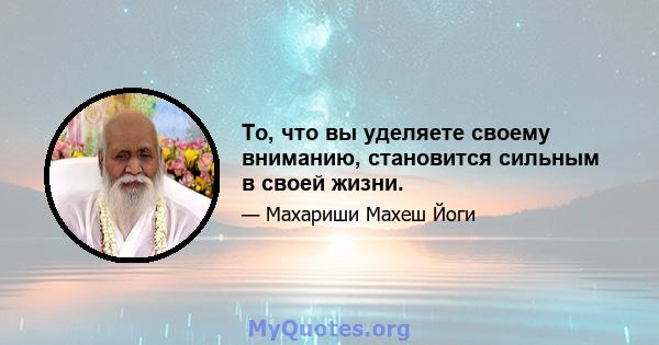 То, что вы уделяете своему вниманию, становится сильным в своей жизни.