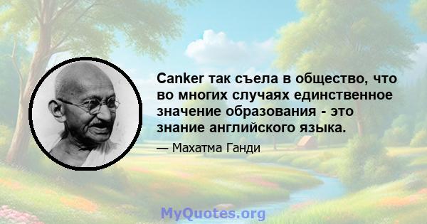 Canker так съела в общество, что во многих случаях единственное значение образования - это знание английского языка.