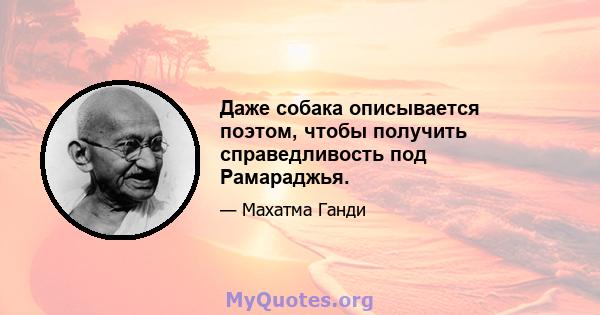 Даже собака описывается поэтом, чтобы получить справедливость под Рамараджья.