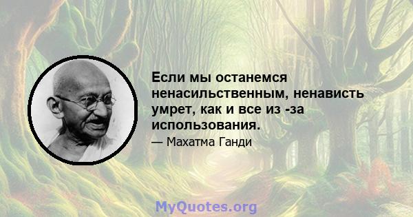 Если мы останемся ненасильственным, ненависть умрет, как и все из -за использования.