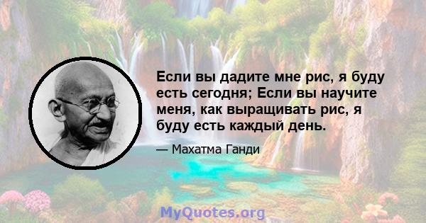 Если вы дадите мне рис, я буду есть сегодня; Если вы научите меня, как выращивать рис, я буду есть каждый день.