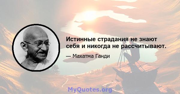 Истинные страдания не знают себя и никогда не рассчитывают.