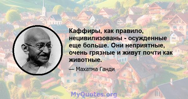 Каффиры, как правило, нецивилизованы - осужденные еще больше. Они неприятные, очень грязные и живут почти как животные.