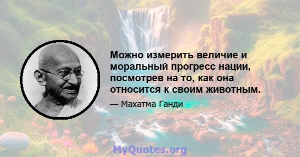 Можно измерить величие и моральный прогресс нации, посмотрев на то, как она относится к своим животным.