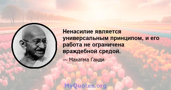 Ненасилие является универсальным принципом, и его работа не ограничена враждебной средой.