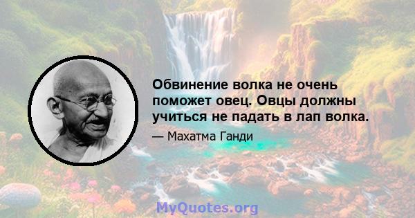 Обвинение волка не очень поможет овец. Овцы должны учиться не падать в лап волка.