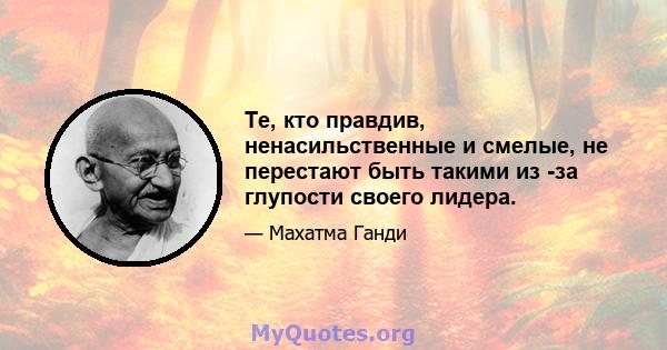 Те, кто правдив, ненасильственные и смелые, не перестают быть такими из -за глупости своего лидера.