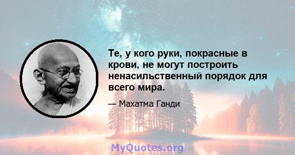 Те, у кого руки, покрасные в крови, не могут построить ненасильственный порядок для всего мира.