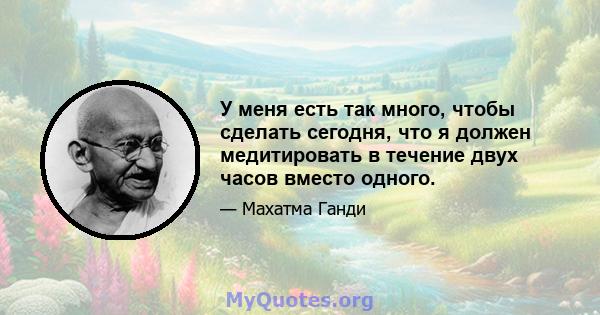 У меня есть так много, чтобы сделать сегодня, что я должен медитировать в течение двух часов вместо одного.