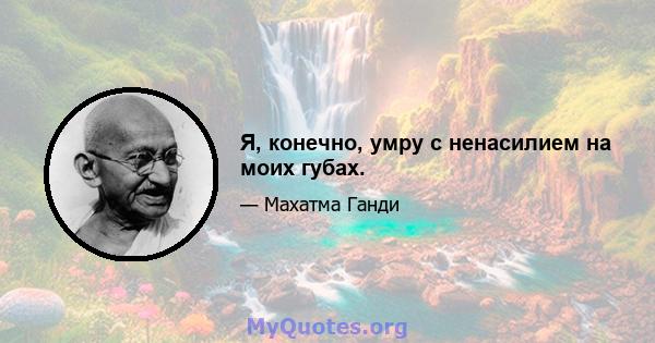 Я, конечно, умру с ненасилием на моих губах.