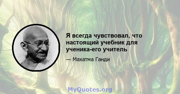 Я всегда чувствовал, что настоящий учебник для ученика-его учитель