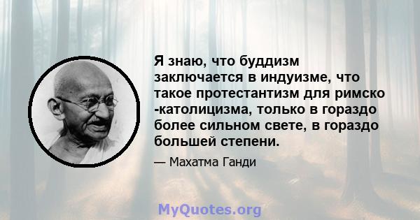 Я знаю, что буддизм заключается в индуизме, что такое протестантизм для римско -католицизма, только в гораздо более сильном свете, в гораздо большей степени.