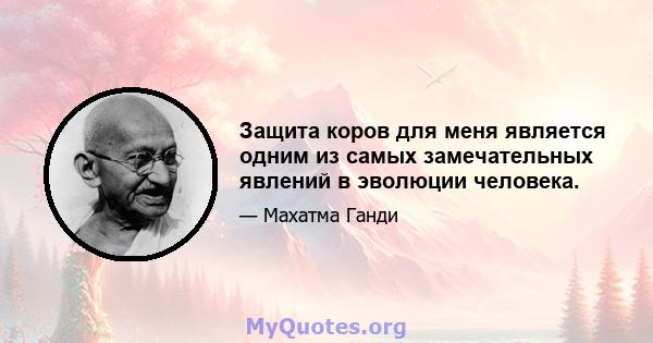 Защита коров для меня является одним из самых замечательных явлений в эволюции человека.