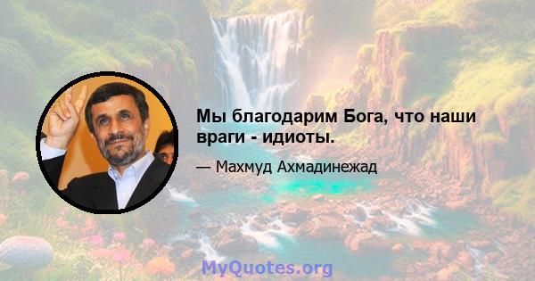 Мы благодарим Бога, что наши враги - идиоты.