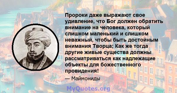 Пророки даже выражают свое удивление, что Бог должен обратить внимание на человека, который слишком маленький и слишком неважный, чтобы быть достойным внимания Творца; Как же тогда другие живые существа должны