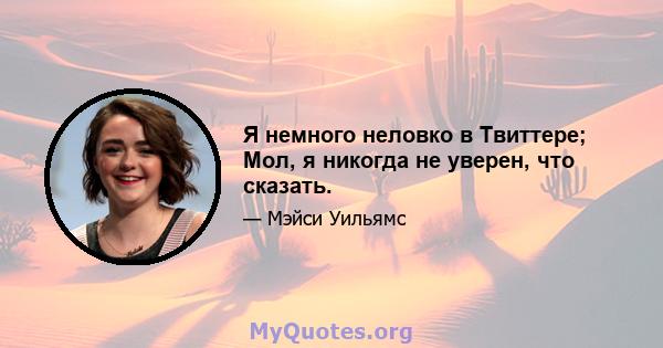 Я немного неловко в Твиттере; Мол, я никогда не уверен, что сказать.