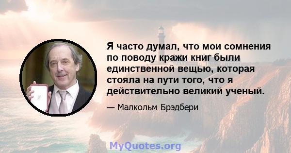 Я часто думал, что мои сомнения по поводу кражи книг были единственной вещью, которая стояла на пути того, что я действительно великий ученый.