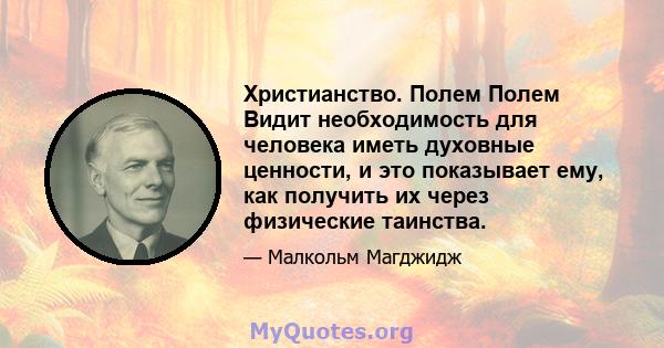 Христианство. Полем Полем Видит необходимость для человека иметь духовные ценности, и это показывает ему, как получить их через физические таинства.