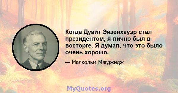 Когда Дуайт Эйзенхауэр стал президентом, я лично был в восторге. Я думал, что это было очень хорошо.