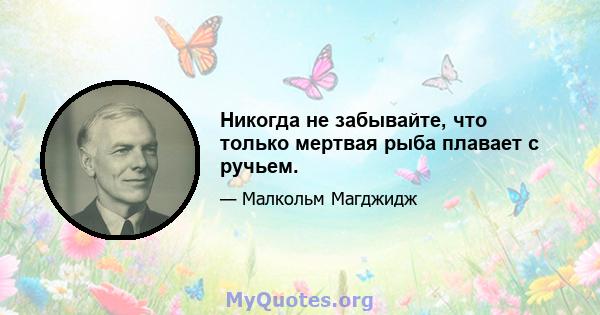 Никогда не забывайте, что только мертвая рыба плавает с ручьем.