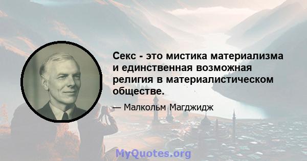 Секс - это мистика материализма и единственная возможная религия в материалистическом обществе.