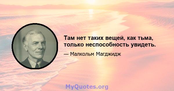 Там нет таких вещей, как тьма, только неспособность увидеть.