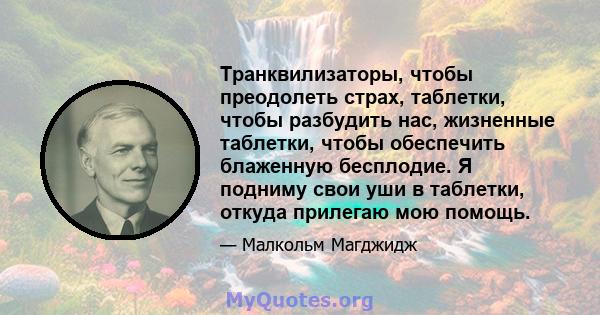 Транквилизаторы, чтобы преодолеть страх, таблетки, чтобы разбудить нас, жизненные таблетки, чтобы обеспечить блаженную бесплодие. Я подниму свои уши в таблетки, откуда прилегаю мою помощь.