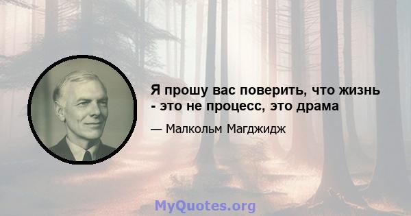 Я прошу вас поверить, что жизнь - это не процесс, это драма