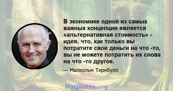 В экономике одной из самых важных концепций является «альтернативная стоимость» - идея, что, как только вы потратите свои деньги на что -то, вы не можете потратить их снова на что -то другое.