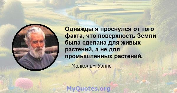 Однажды я проснулся от того факта, что поверхность Земли была сделана для живых растений, а не для промышленных растений.