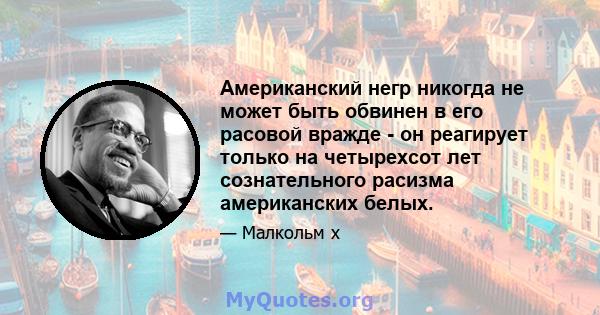 Американский негр никогда не может быть обвинен в его расовой вражде - он реагирует только на четырехсот лет сознательного расизма американских белых.