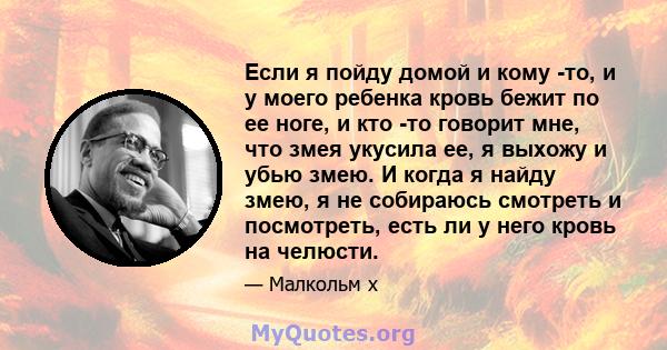 Если я пойду домой и кому -то, и у моего ребенка кровь бежит по ее ноге, и кто -то говорит мне, что змея укусила ее, я выхожу и убью змею. И когда я найду змею, я не собираюсь смотреть и посмотреть, есть ли у него кровь 