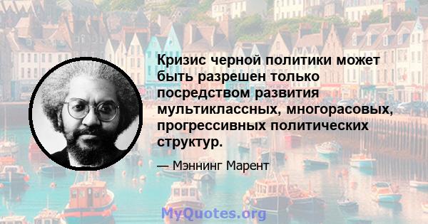 Кризис черной политики может быть разрешен только посредством развития мультиклассных, многорасовых, прогрессивных политических структур.